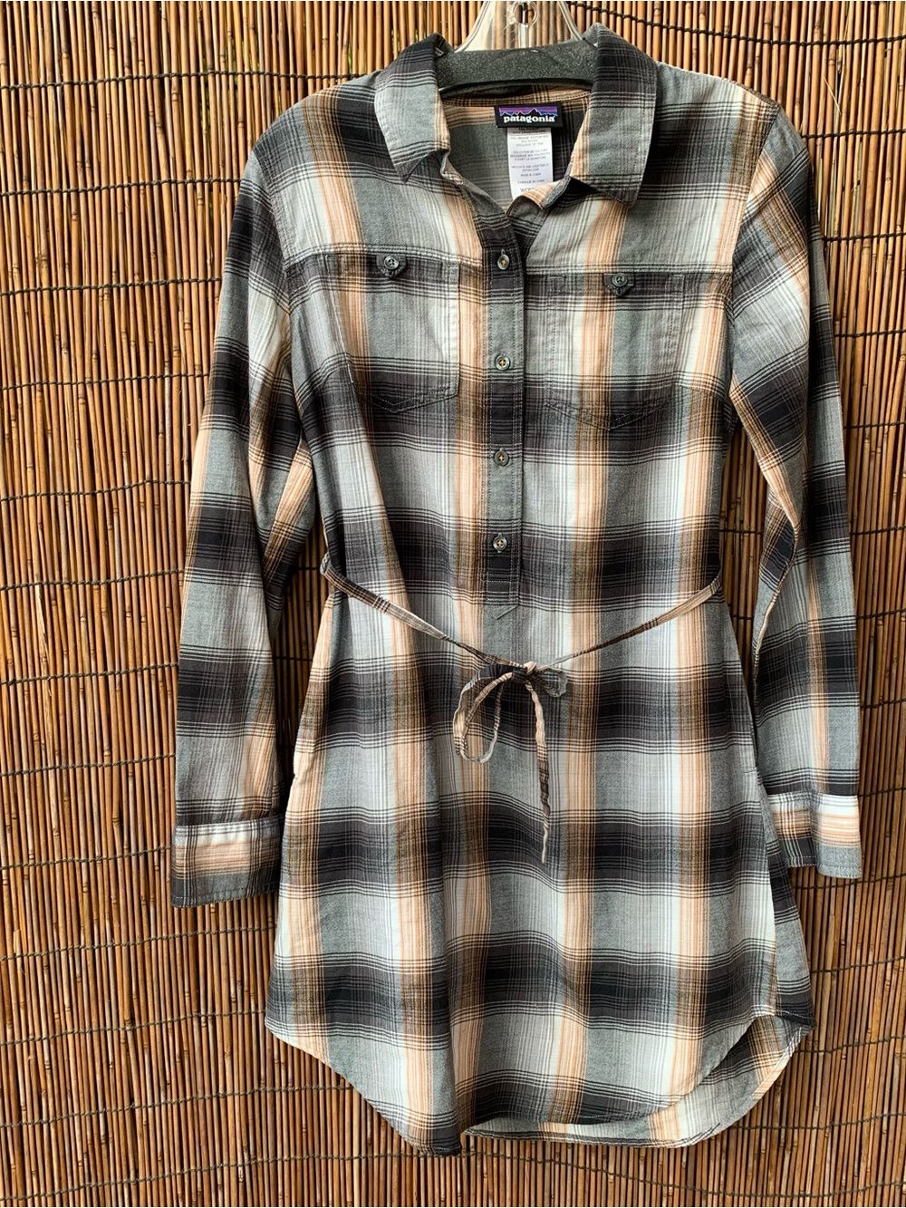 Patagonia Cotton flannel plaid shirt dress women’s size 4